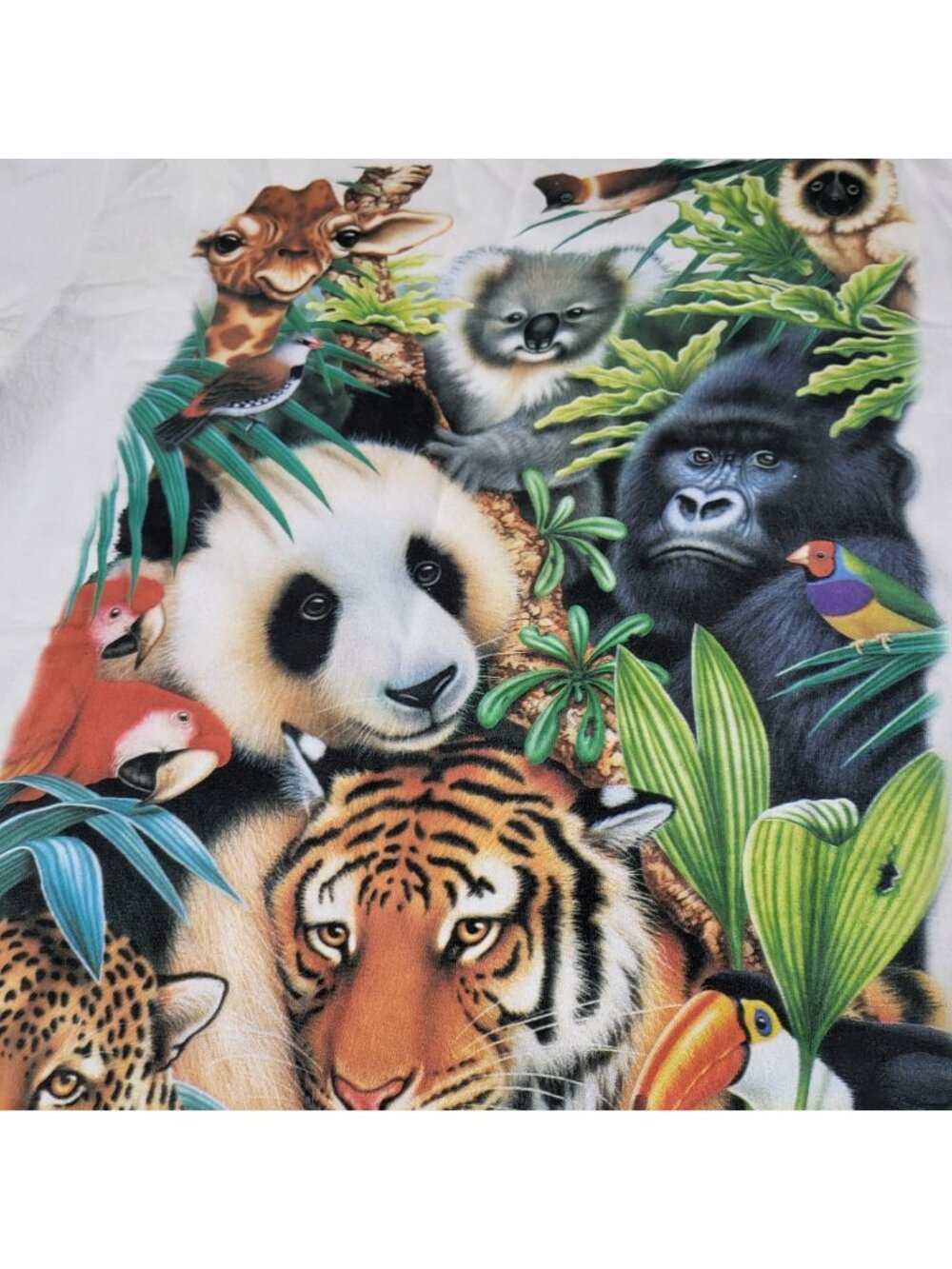 VTG 90's single stitch tshirt Earth Tones Brand SZ L Wild Animal Zoo stained